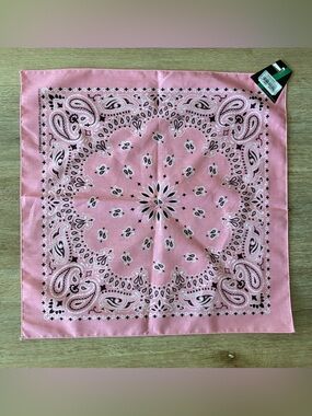HAV-A-HANK Pink Paisley Bandana 21”x21” New With Tags USA Made Cotton